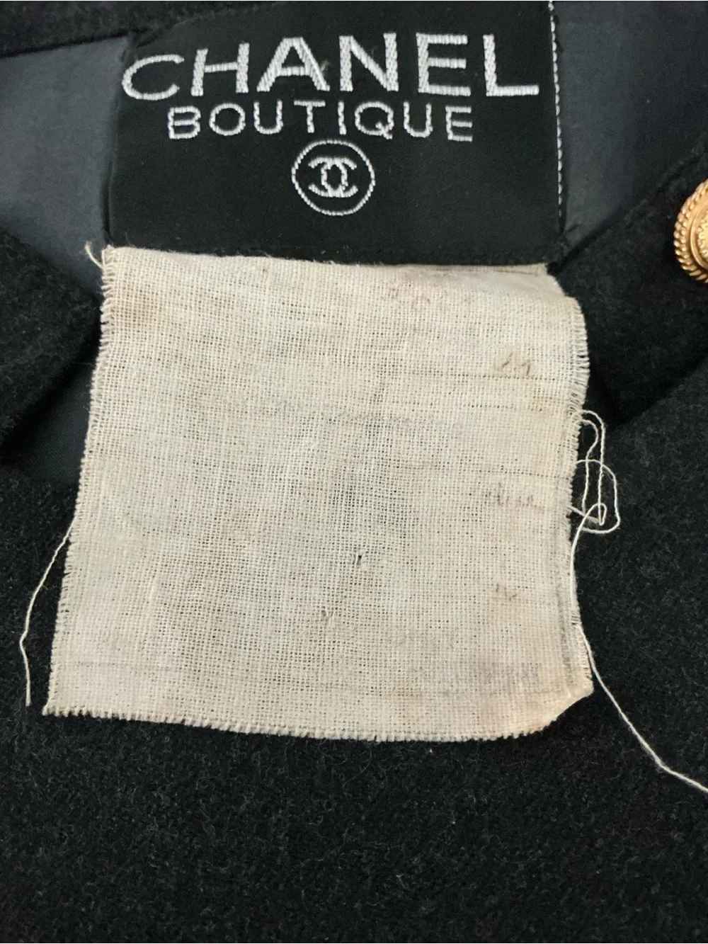 CHANEL Vintage Charcoal Gray Double-Breasted Dress with Gold Buttons